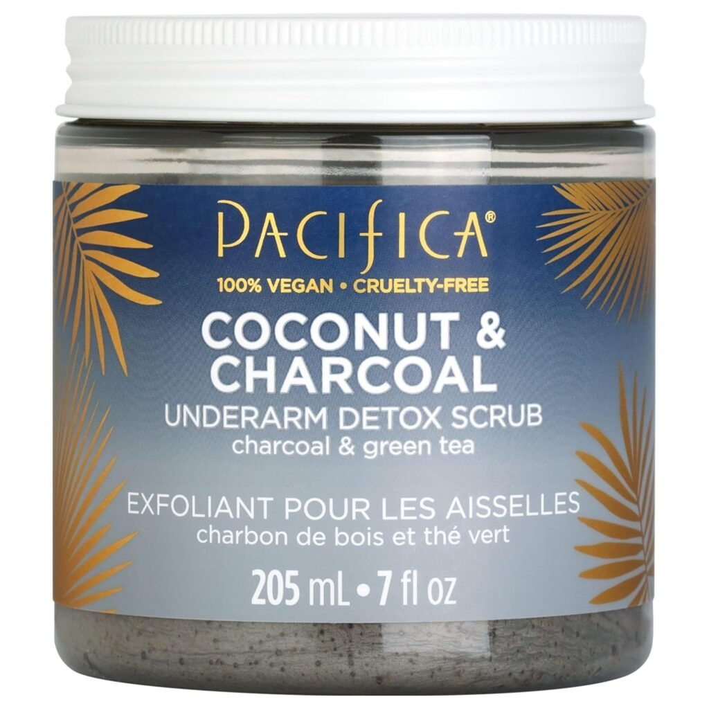Pacifica Underarm Body Scrub - Armpit Detox Coconut  Charcoal Deodorant– Exfoliating  Nourishing for Natural Deodorant Users – Aluminum-Free  Safe for Sensitive Skin, Vegan  Cruelty-Free, 7 fl oz