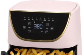 Paris hilton air fryer large 6 quart capacity nonstick made without pfas touchscreen display 8 in 1 air fry roast broil