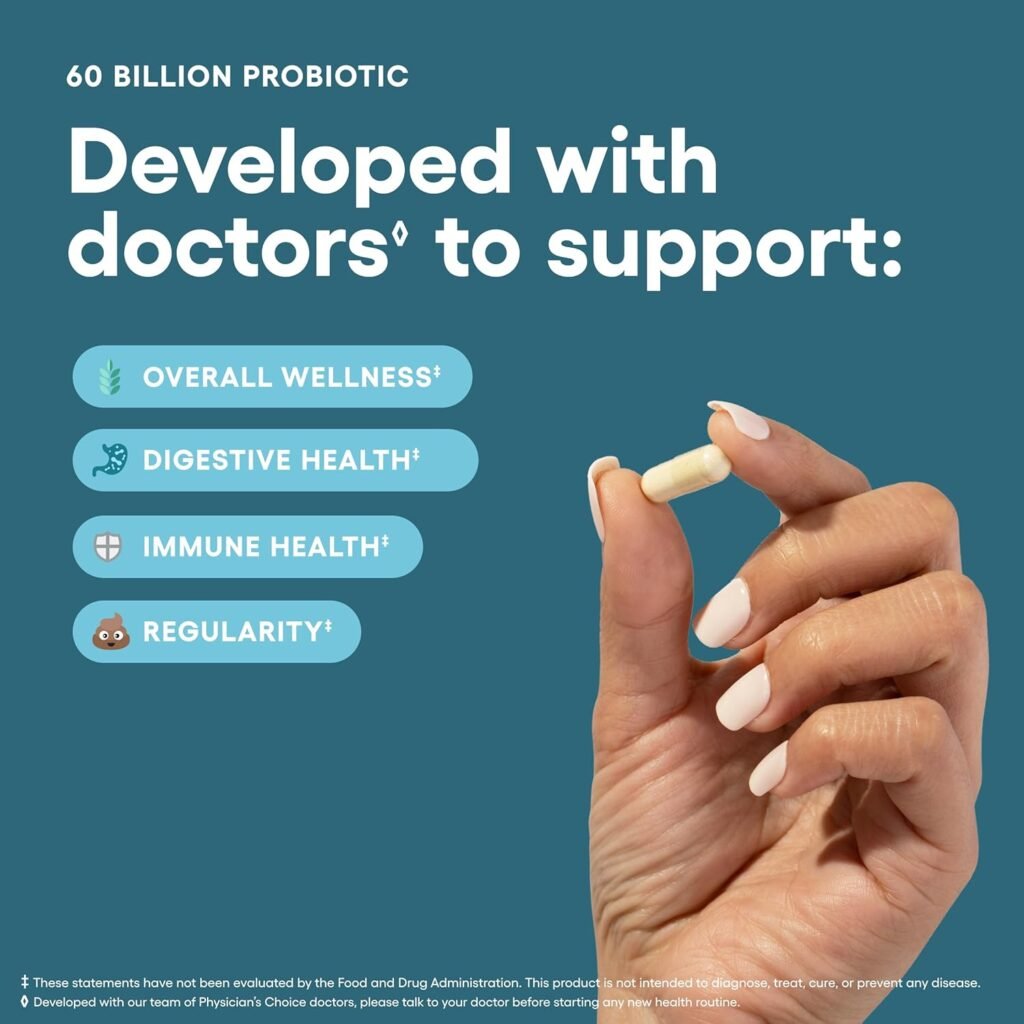 Physicians CHOICE - Optimal Gut Health Bundle: 60 Billion Probiotics 60ct + Digestive Enzymes for Digestive Comfort and Immune Support