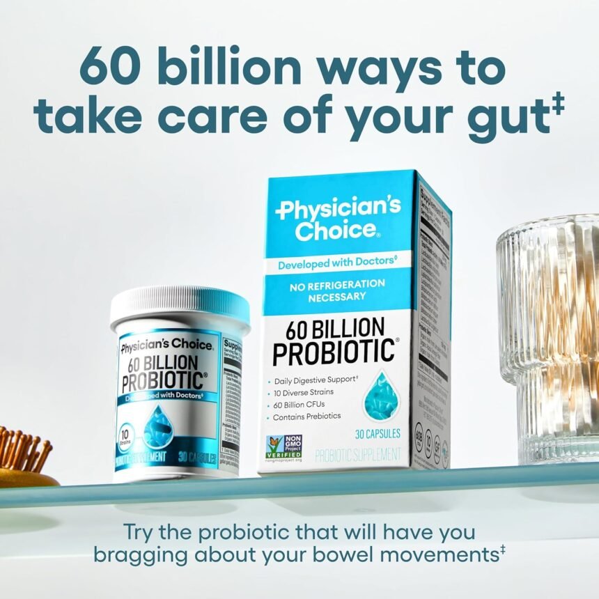 Physicians choice optimal gut health bundle 60 billion probiotics 60ct digestive enzymes for digestive comfort and immun 3