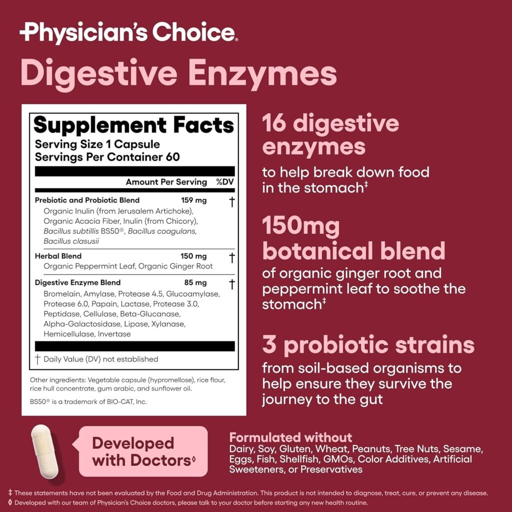 Physicians CHOICE - Optimal Gut Health Bundle: 60 Billion Probiotics + Digestive Enzymes for Digestive Comfort and Immune Support