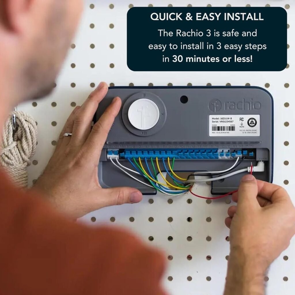 Rachio 3: 8 Zone Smart Sprinkler Controller (Simple Automated Scheduling + Local Weather Intelligence. Save Water w/ Rain, Freeze  Wind Skip), App Enabled, Works w/ Alexa, Fast  Easy Install