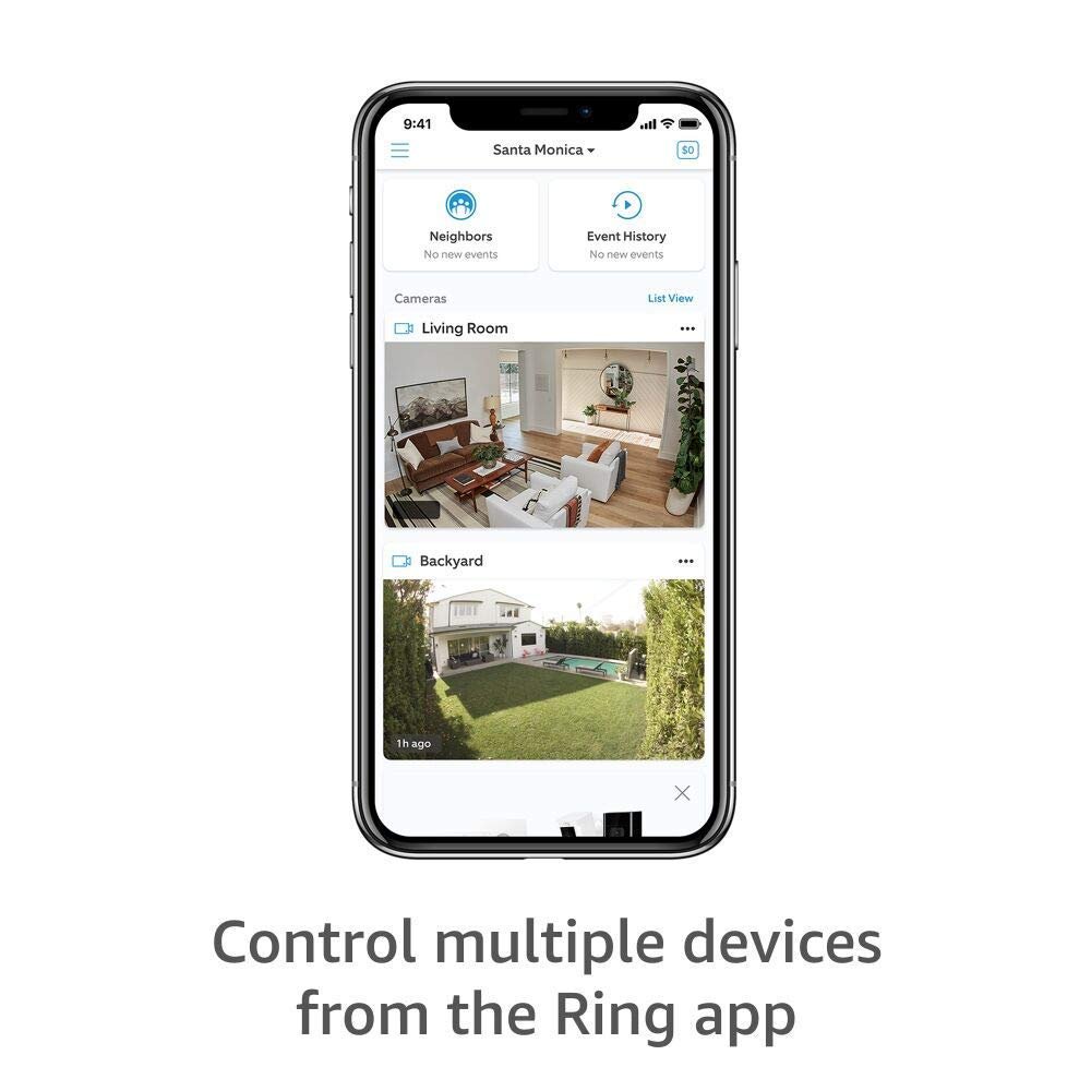 Ring Outdoor Cam (Stick Up Cam) | Weather-Resistant Outdoor Camera, Live View, Color Night Vision, Two-Way Talk, Motion alerts, Works with Alexa | White