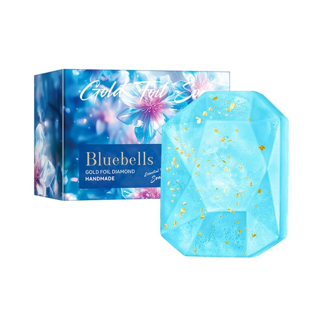 Rose Essential Oil Soap, Rose Flower Gold Foil Diamond Handmade Soap, Gentle Care  Clean Skin Oil-control Moisturizing Bath Bar Soap Deep Nourishes Your Skin, Plant Oil Body Bath Soap