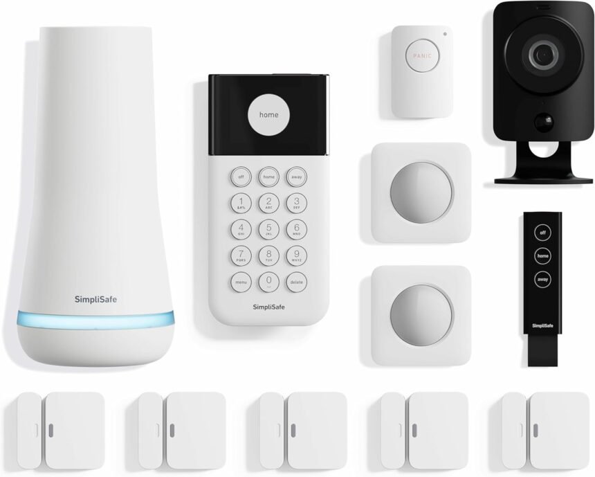 Simplisafe 12 piece wireless home security system whd camera optional 247 professional monitoring no contract compatible