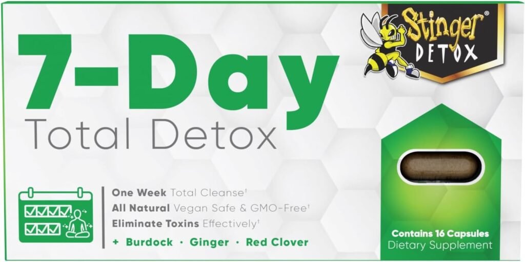 Stinger Detox 7-Day Total Detox Permanent Cleanser | Burdock + Ginger + Red Clover | One Week Total Cleanser | All Natural Vegan Safe  GMO-Free