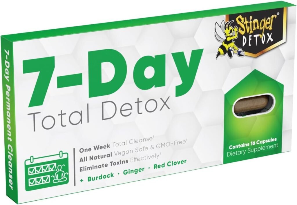 Stinger Detox 7-Day Total Detox Permanent Cleanser | Burdock + Ginger + Red Clover | One Week Total Cleanser | All Natural Vegan Safe  GMO-Free