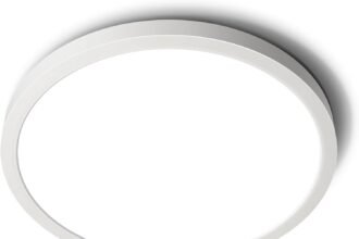 Sunrider led flush mount ceiling light fixture 5000k daylight white 2400lm 12 inch 24w white round flat bedroom lights 2 3