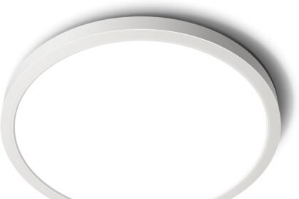 Sunrider led flush mount ceiling light fixture 5000k daylight white 2400lm 12 inch 24w white round flat bedroom lights 2 3