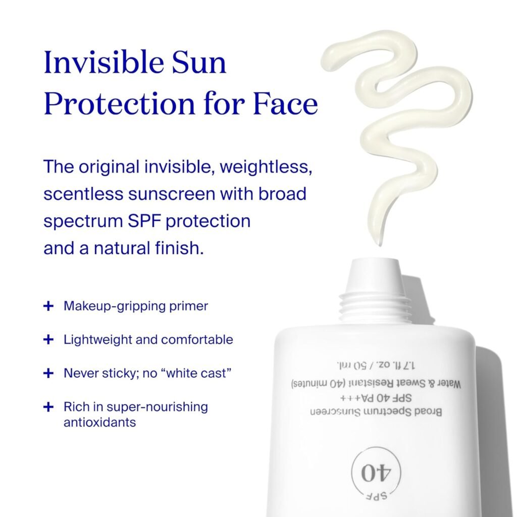 Supergoop! Unseen Sunscreen - SPF 40 - Invisible, Broad Spectrum Face Sunscreen + Makeup-Gripping Primer - Weightless, Scentless, Oil Free - For All Skin Types  Skin Tones - 1.7 fl oz