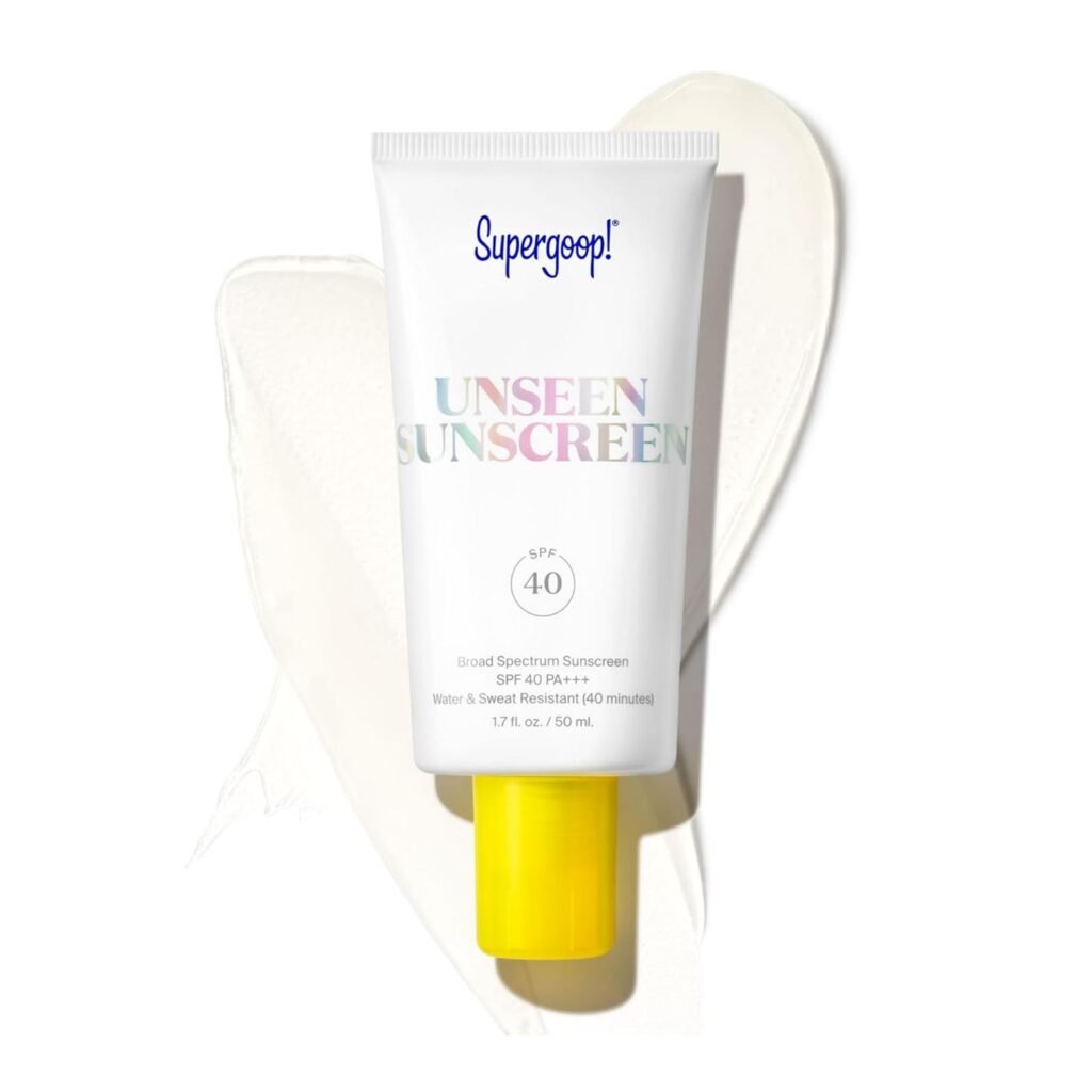 Supergoop! Unseen Sunscreen - SPF 40 - Invisible, Broad Spectrum Face Sunscreen + Makeup-Gripping Primer - Weightless, Scentless, Oil Free - For All Skin Types  Skin Tones - 1.7 fl oz