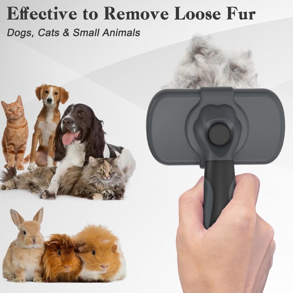 Swihauk Self Cleaning Slicker Brush - Skin Friendly Deshedding Grooming Tool for Dogs  Cats, Suitable for Shedding  Haired Pets, with Pet Supplies Accessories, Blue