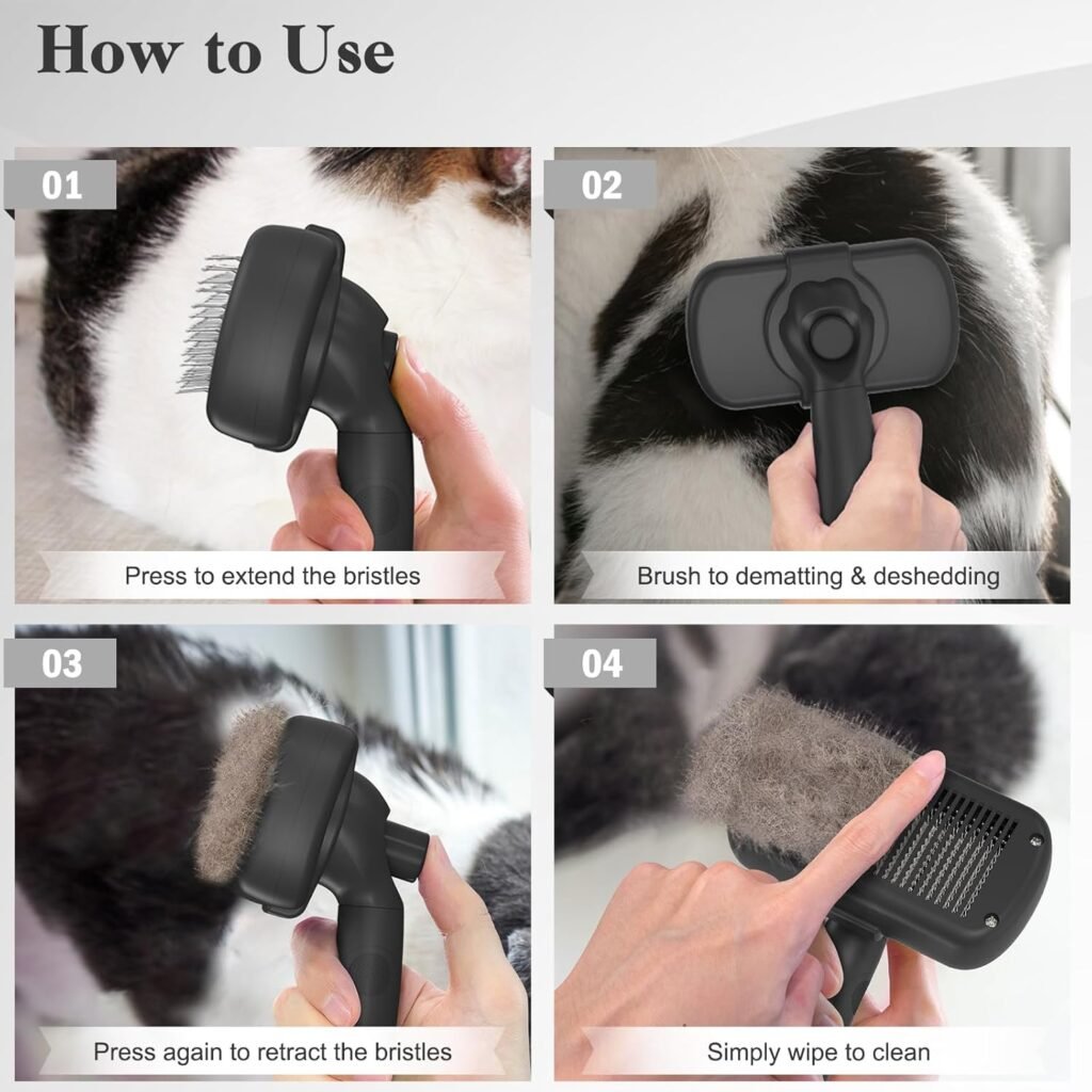 Swihauk Self Cleaning Slicker Brush - Skin Friendly Deshedding Grooming Tool for Dogs  Cats, Suitable for Shedding  Haired Pets, with Pet Supplies Accessories, Blue