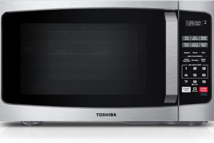 Toshiba ml em09pass small microwave oven with 6 auto menus mute function child lock led lighting perfect for apartments