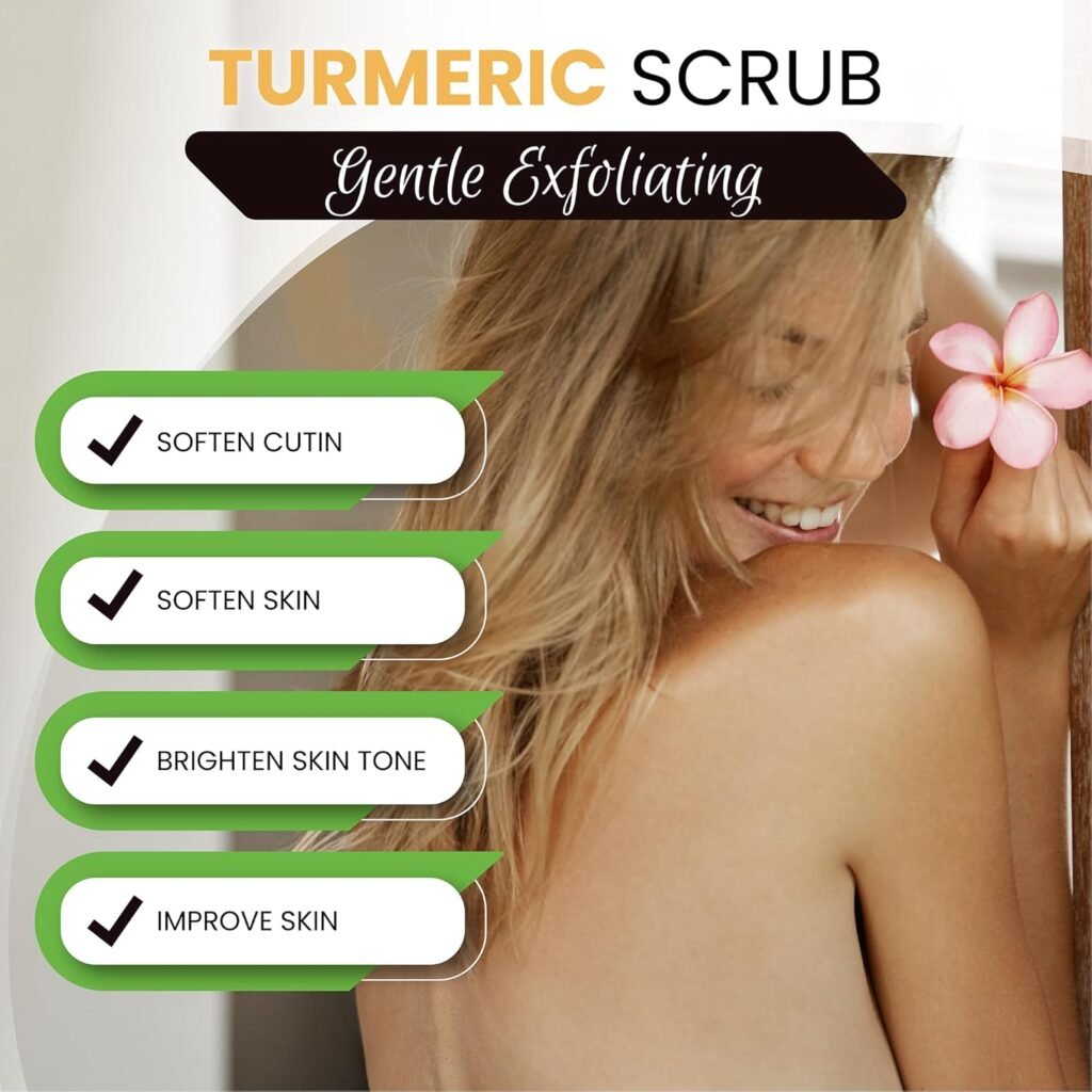 Turmeric Body Scrub - Handmade Natural Scrub For Body, Face, Hand, and Foot - Natural Skincare Body Scrub For Women - Suitable for All Skin Types (7.8oz)