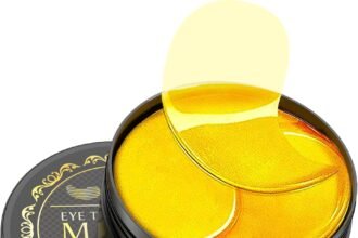 Under eye patches 60 pcs 24k gold eye mask puffy eyes dark circles treatmentsreduce under eye bags and smooth wrinklesey