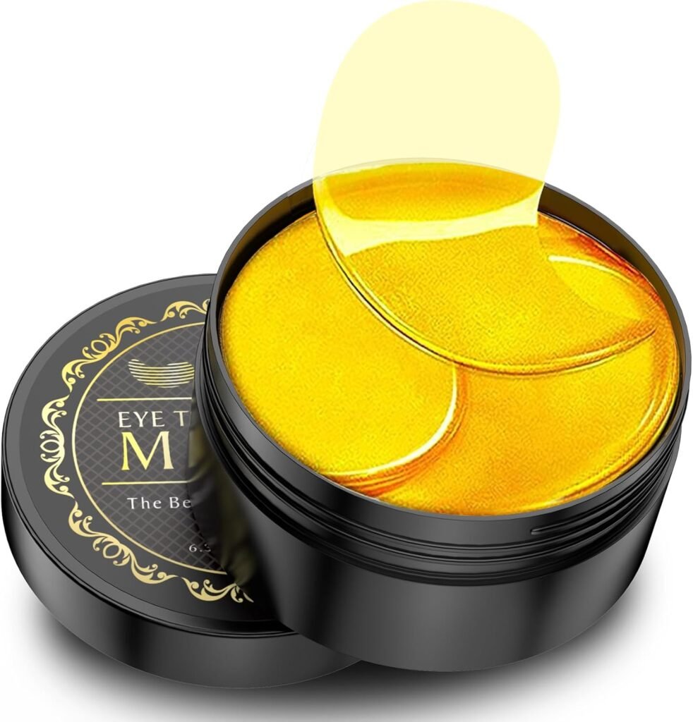 Under Eye Patches - 60 Pcs - 24K Gold Eye Mask- Puffy Eyes  Dark Circles Treatments,Reduce Under Eye Bags and Smooth Wrinkles,Eye Skin Care Pads With Collagen,Hyaluronic Acid  Castor Oil