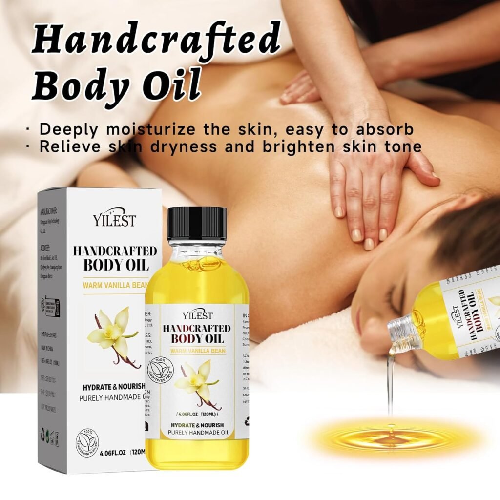 Vanilla Body Oil, Hydrating  Nourishing Moisturizer for Dry Skin, Handmade Natural Skincare Oil, Vanilla Scented Spa Oil, Relaxation  Aromatherapy