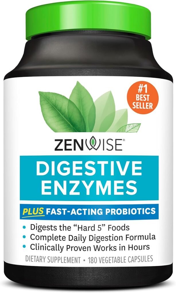 Zenwise Health Digestive Enzymes for Gut Health - Probiotic Multi Enzymes with Prebiotics and Probiotics for Women and Men for Digestive Health and Bloating Relief, Daily Enzymes for Digestion -180 CT